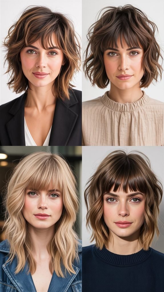 . Textured Wolf Cut With Wispy Bangs