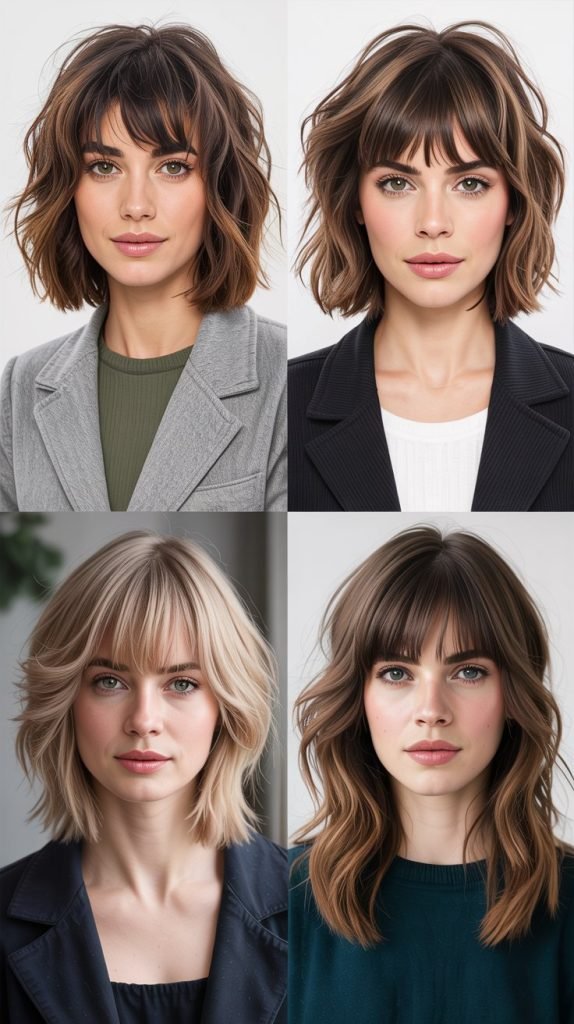  Layered Wolf Cut With Blunt Bangs