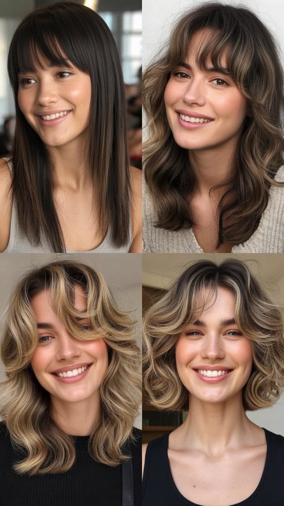 Curtain Bangs with Face-Framing Layers