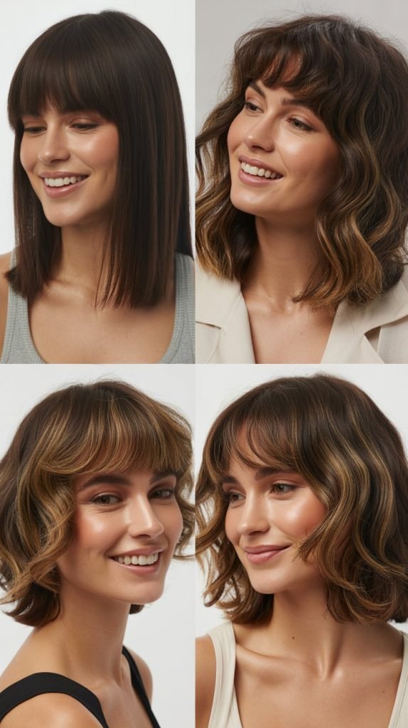 Medium Hair With Wispy Bangs For Thick Hair