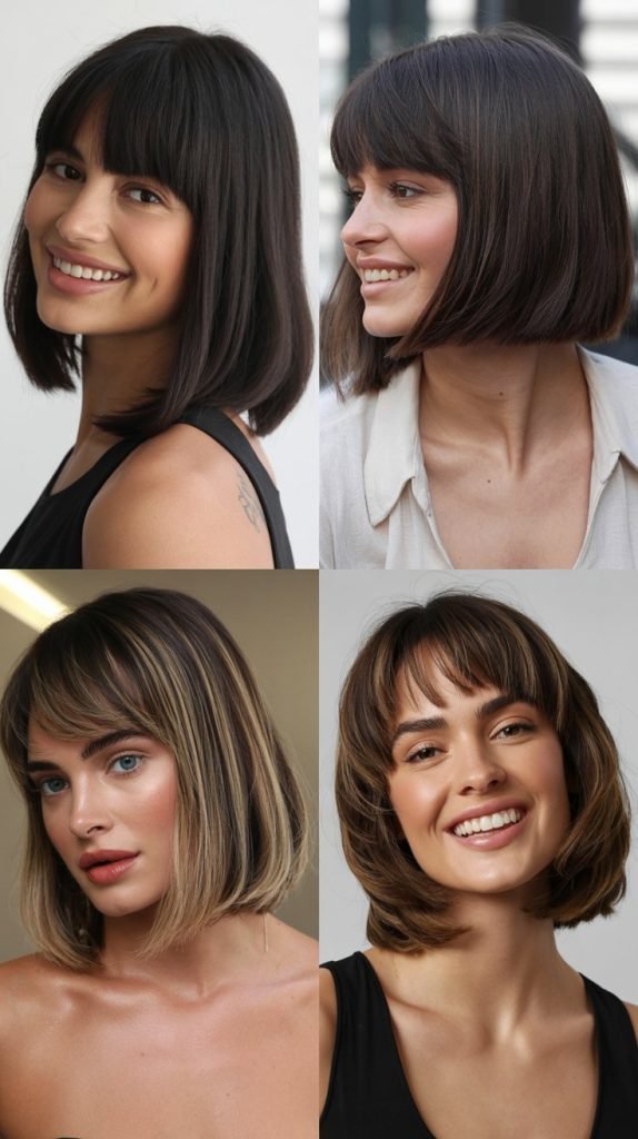  Graduated Long Bob With Curtain Bangs