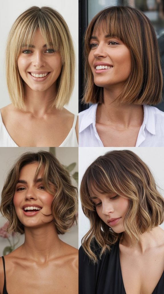 Tousled Long Bob With Curtain Bangs