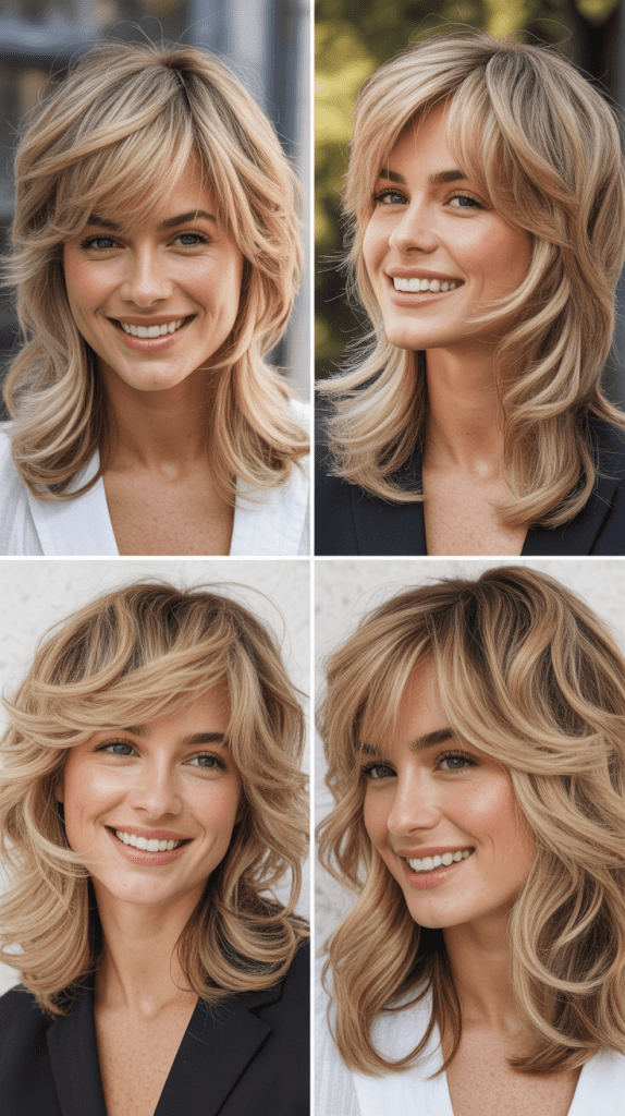 Choppy Layered Blonde with Heavy Side Fringe