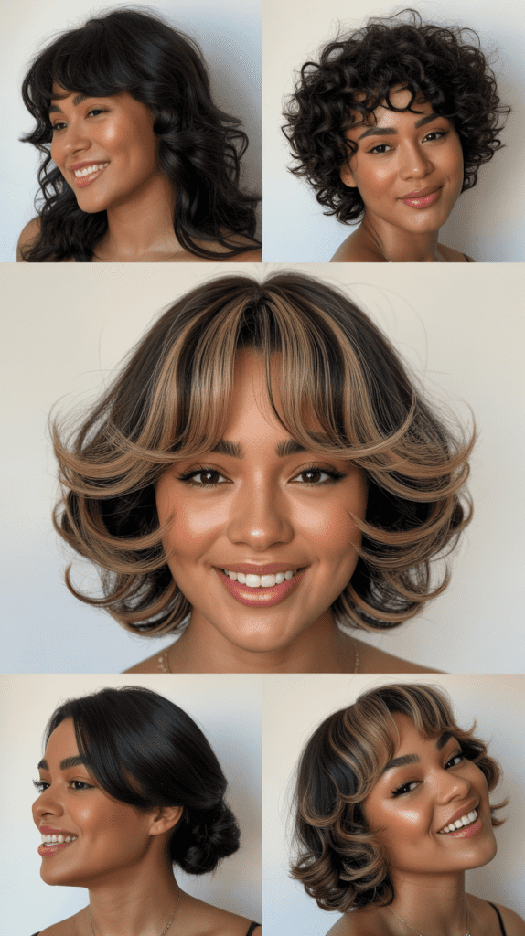  Crown Layers With Blended Curtain Bangs