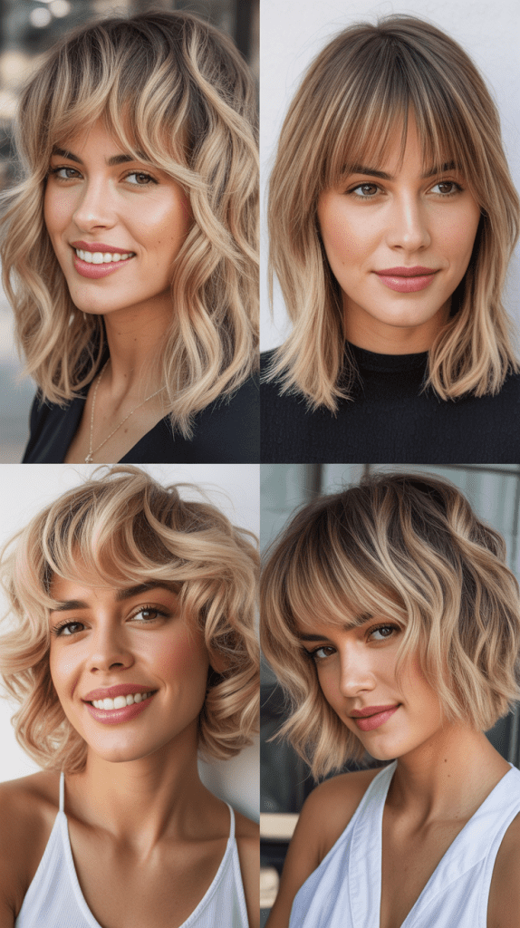 Piecey Bangs with Vanilla Blonde Balayage