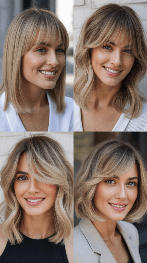 Feathered Side Bangs with Platinum Blonde Layers