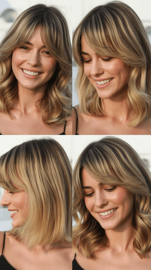Side-Swept Bangs with Dimensional Blonde Balayage