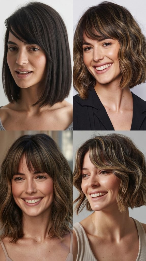 Angled Long Bob With Swoopy Bangs
