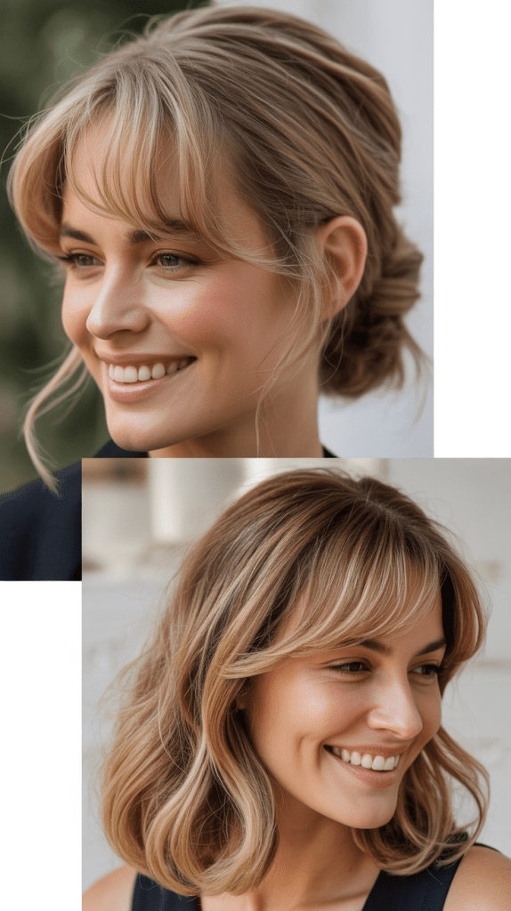 Side-Swept Updo with Angled Bangs