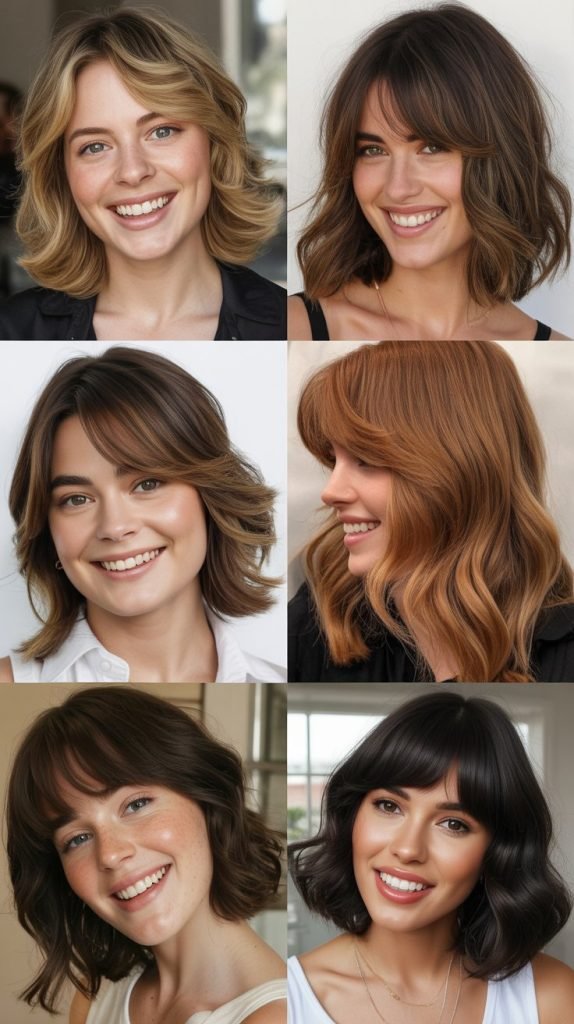 Textured Lob With Curtain Bangs
