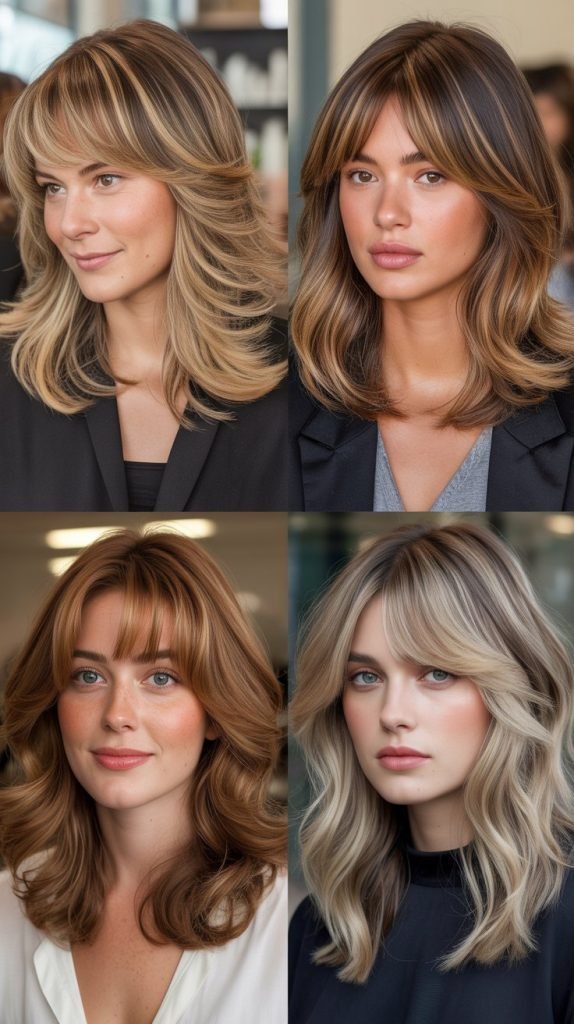 Medium Shag With Long Curtain Bangs