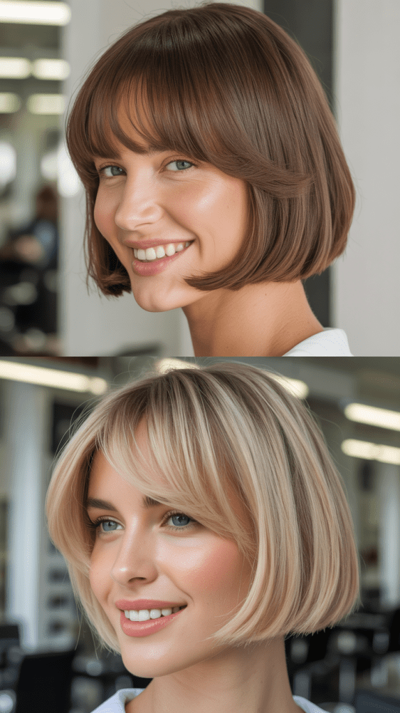 Classic Blunt Bob With Side-Swept Long Bangs