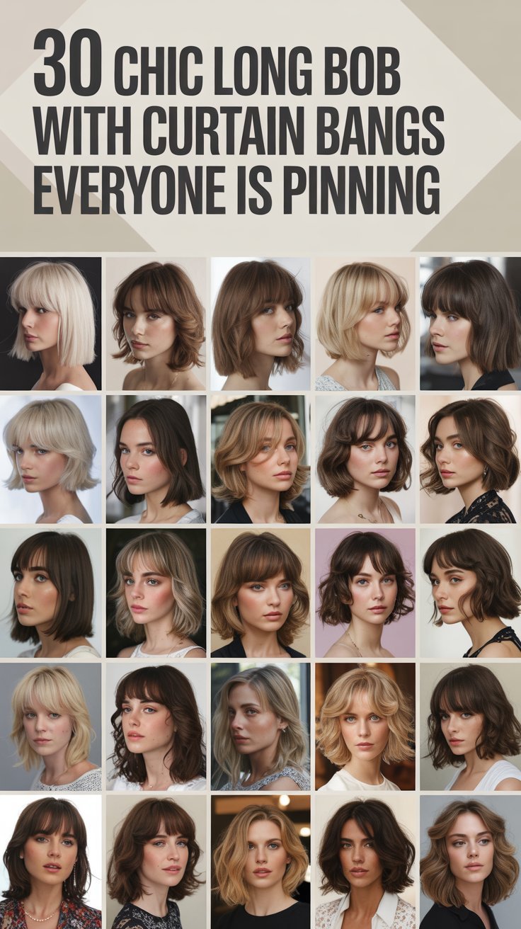 30 Chic Long Bobs With Curtain Bangs Everyone Is Pinning