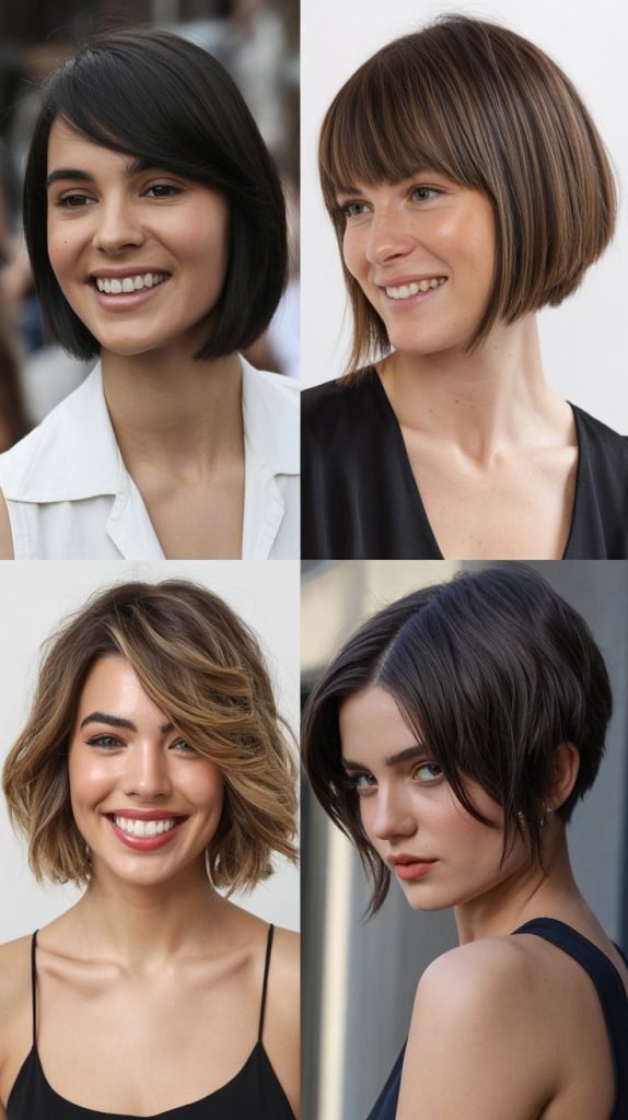  Sleek Bob with Asymmetrical Bangs
