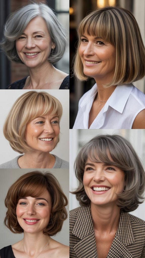 Rounded Bob with Curved Fringe
