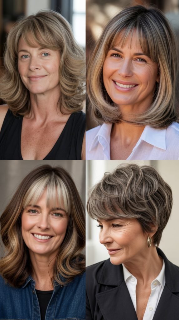 Curtain Bangs with Lowlights