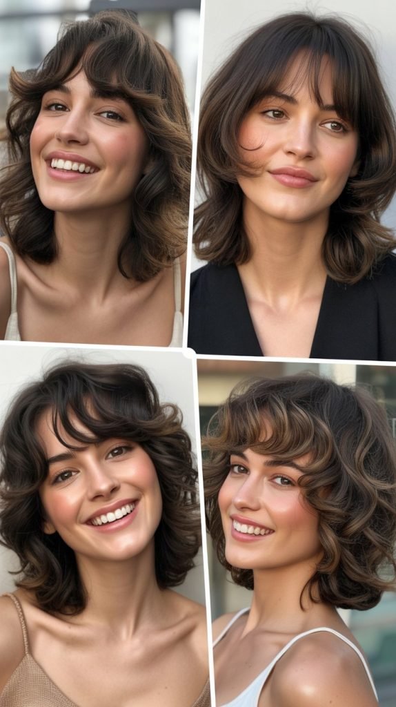 Textured Medium Hair With Wispy Bangs
