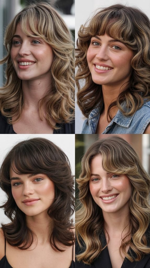  Layered Waves with Curtain Bang Variations