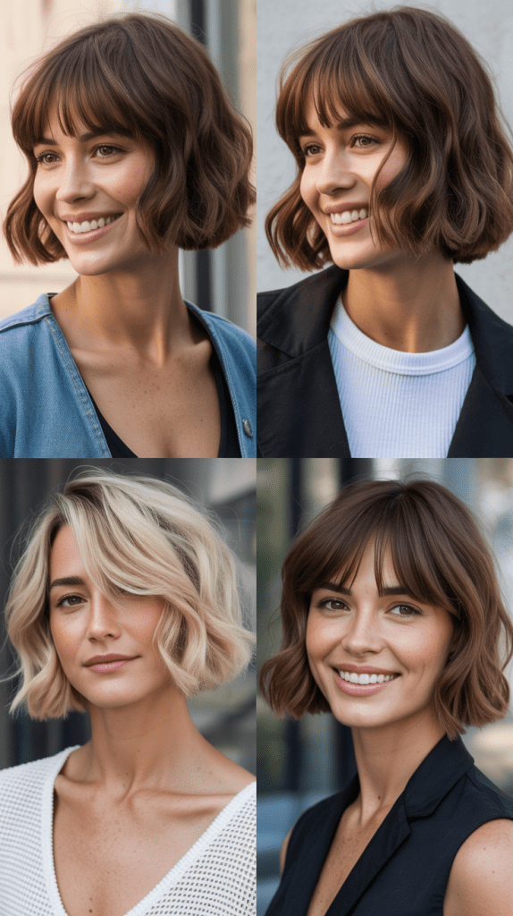 Wavy Bob With Angled Fringe