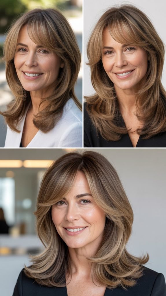 Long Layers with Curtain Bangs