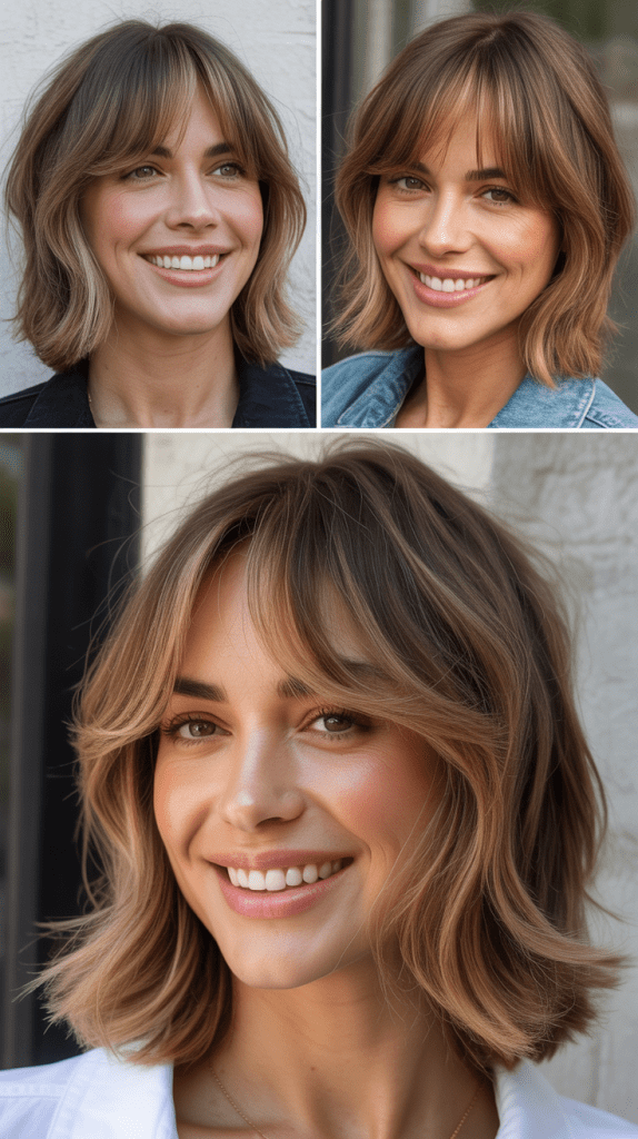 Shoulder-Length Shag With Curtain Bangs