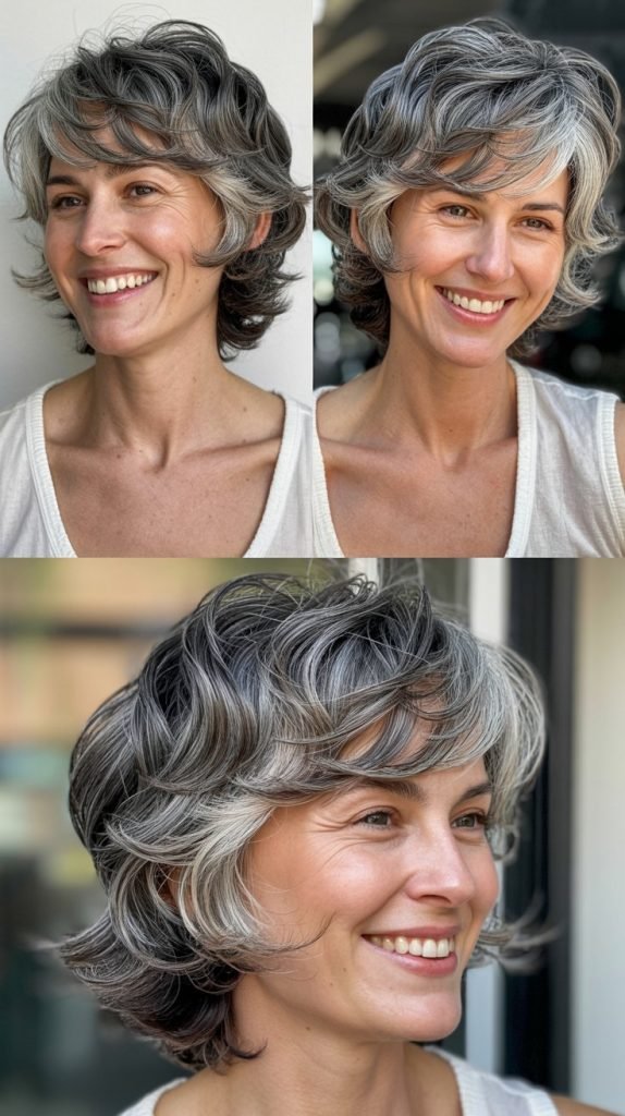 Razor-Cut Shag with Gray Texture