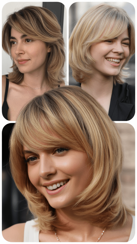 Classic Layered Lob with Side-Swept Bangs
