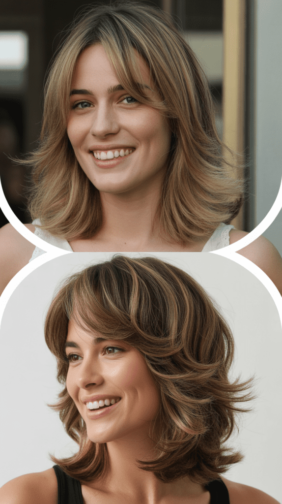 Shoulder-Length Layers With Curtain-Style Side Bangs