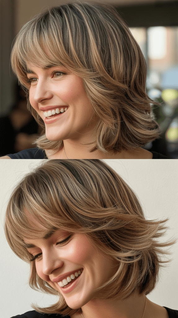 Layered Midi Cut With Wispy Side Bangs