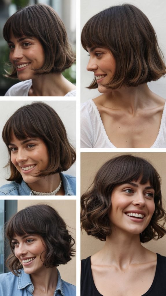 Inverted Bob with Curtain Bangs