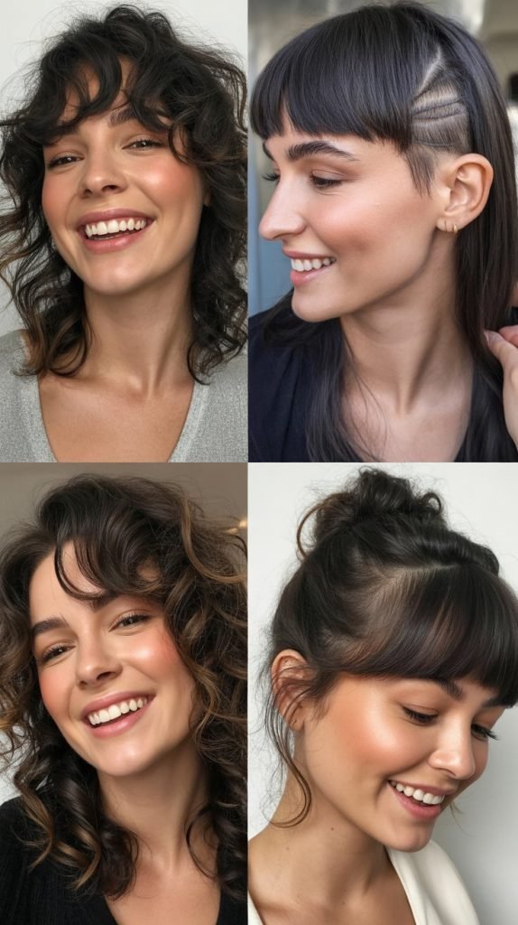 Medium Hair With Wispy Bangs And Hidden Undercut