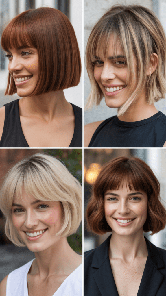 Blunt Bob With Long Diagonal Bangs