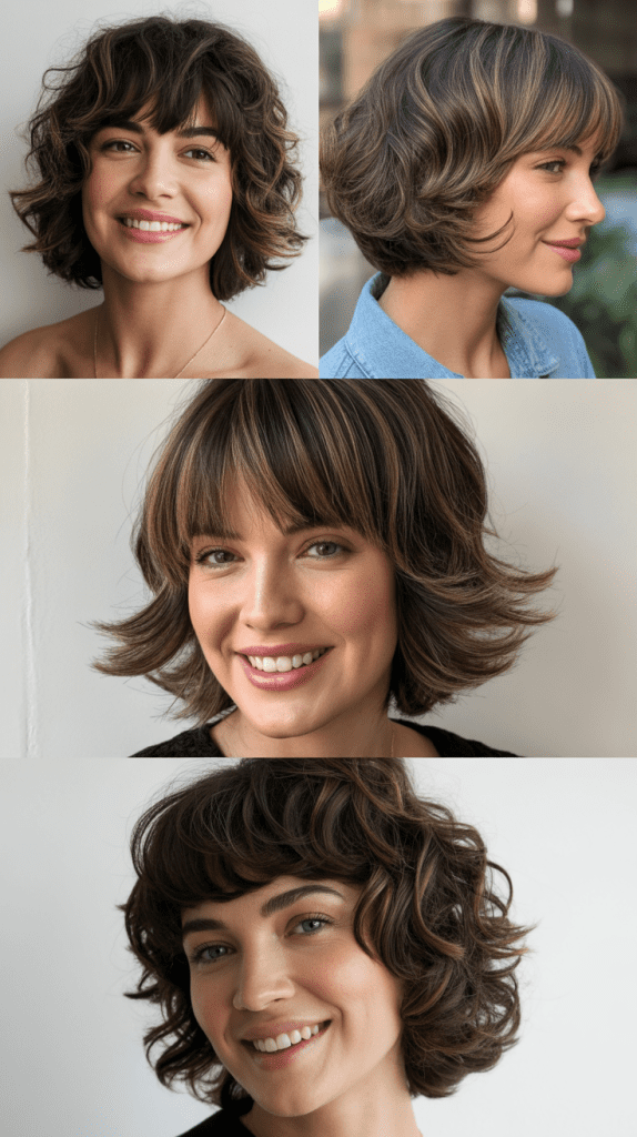 Shaggy Layered Bob With Eyebrow-Grazing Bangs