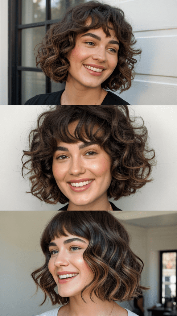 Wavy Bob With Eyebrow-Skimming Bangs