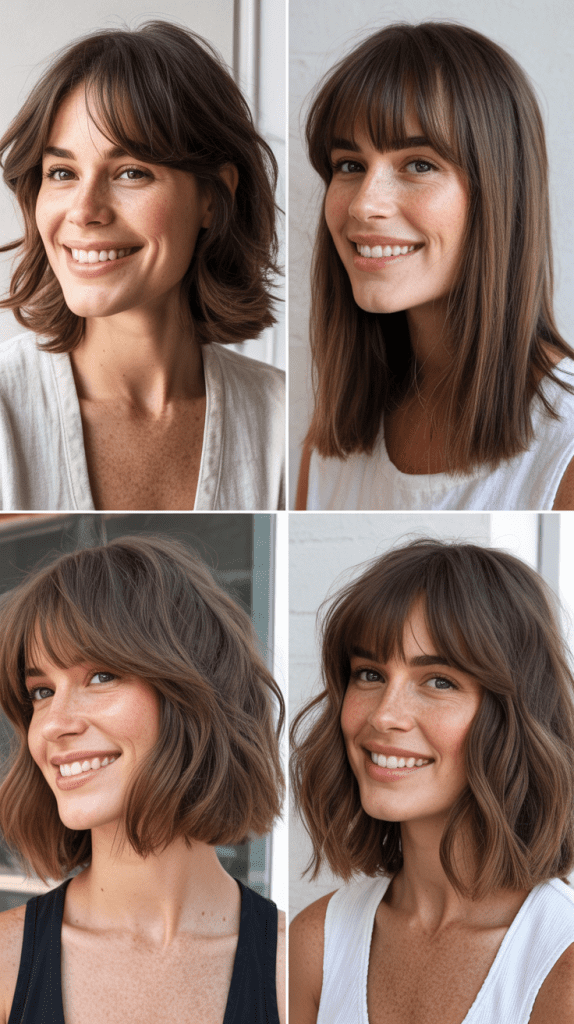 Shaggy Lob With Curtain Bangs