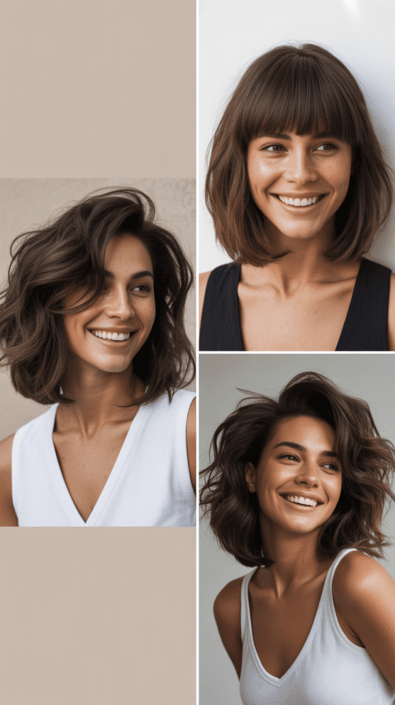 Asymmetrical Textured LOB With Blunt Bangs