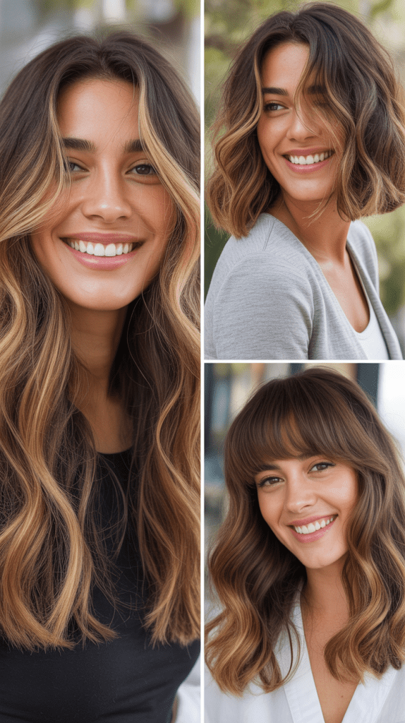 Balayage Textured LOB With Bardot Bangs