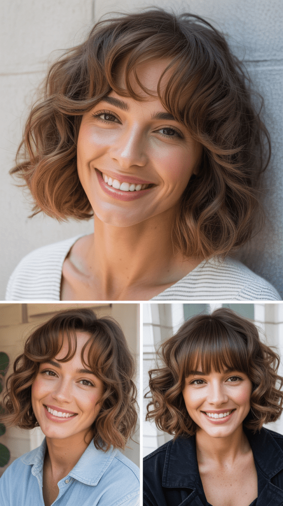 Wavy Lob With Baby Bangs