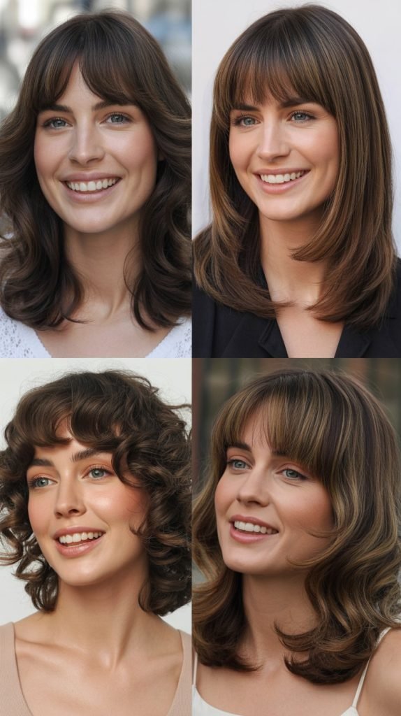 Classic Curtain Bangs With Face-Framing Layers