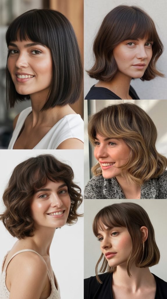  Polished Lob with Micro Curtain Bangs