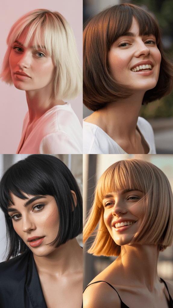 Blunt Lob with Curtain Bangs