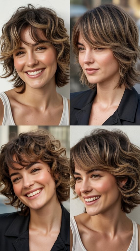 Textured Side-Swept Bangs with Shaggy Layers