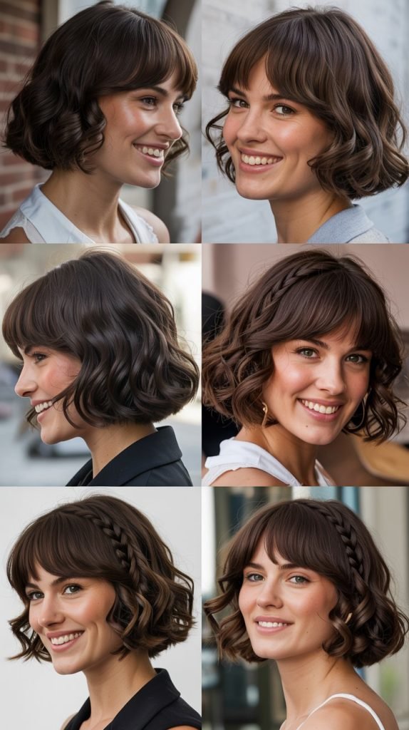 27. Tousled Bob with Curtain Bangs