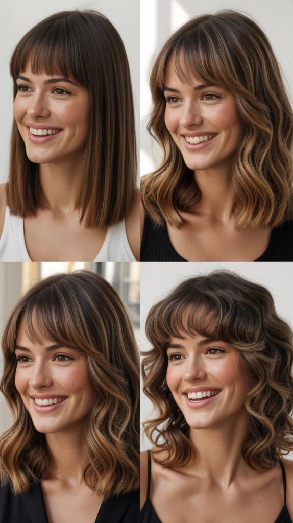 Piece-y Blunt Bangs with Wavy Shoulder Cut