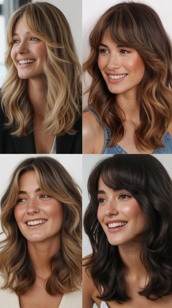 Medium-Length Collarbone Waves with Full Bangs