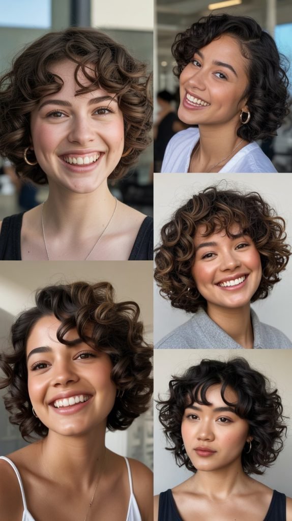 Curly Bob with Spiral Face-Framing Curls