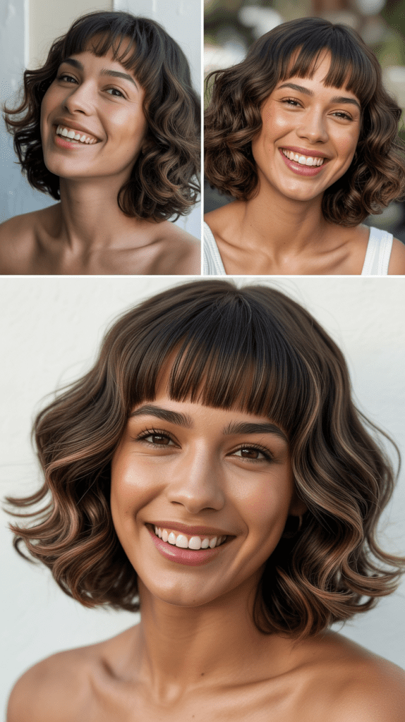 Wavy Bob With Center-Parted Bangs