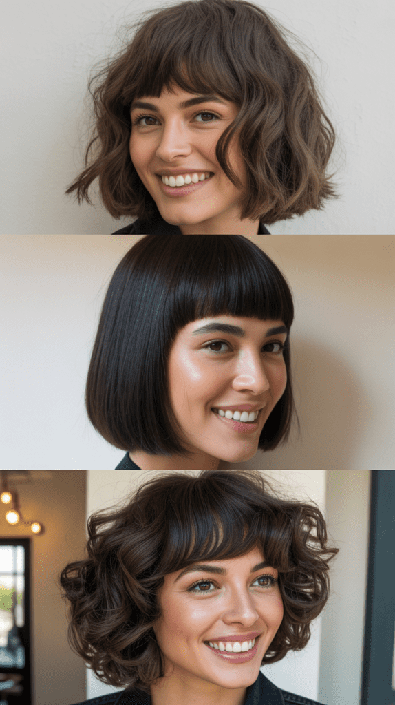 Asymmetrical Lob With Angled Bangs