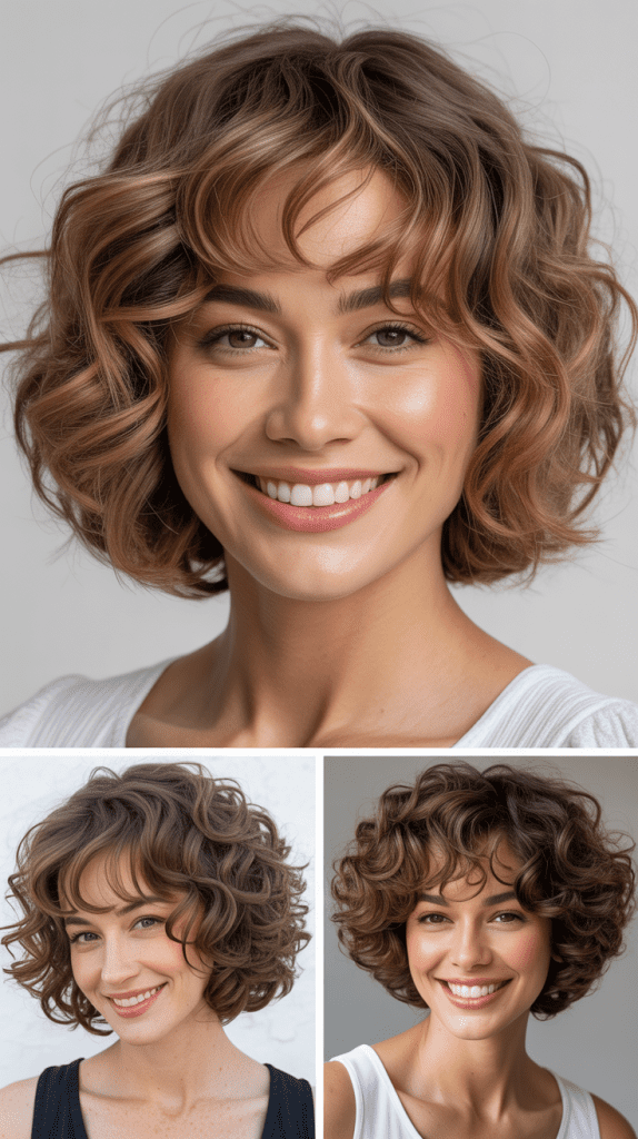Layered Wavy Bob With Wispy Bangs