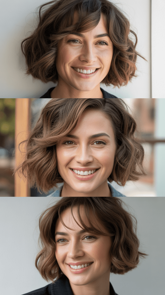 Beachy Wavy Bob With Side-Swept Bangs